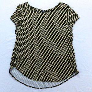 Alfani Women's Blouse Top Yellow, Black, and White Size XL